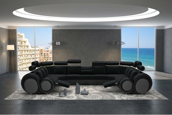 Design Narożnikowa kanapa Sofa z USB Podkładka Siedziba Narożnik Ustawić Sofy Skóra Włókienniczy LForm