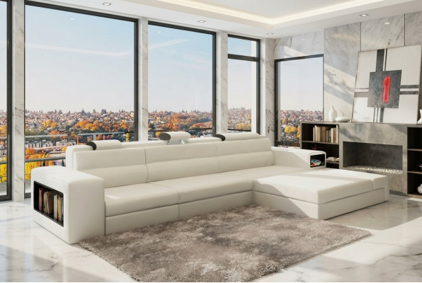 Designerska sofa sofa z USB Podkładka Narożnikowa kanapa Ustawić Żywy krajobraz Skórzana sofa kanapa