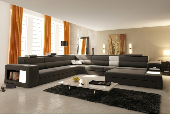 Narożnikowa kanapa Podkładka Sofa z USB Żywy krajobraz Siedziba Narożnik Ustawić Skóra Włókienniczy Couch