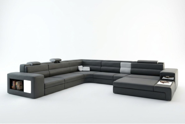 Narożnikowa kanapa Podkładka Sofa z USB Żywy krajobraz Siedziba Narożnik Ustawić Skóra Włókienniczy Couch