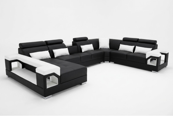 Komplet poduszek skórzana sofa Żywy krajobraz Narożnikowa kanapa Ustawić Modern Sofa USB