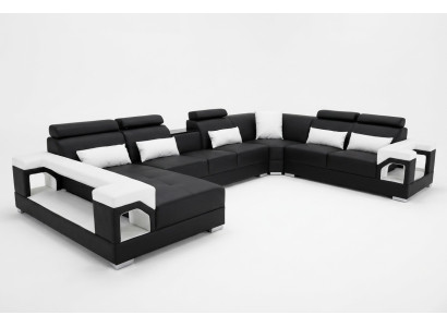 Komplet poduszek skórzana sofa Żywy krajobraz Narożnikowa kanapa Ustawić Modern Sofa USB