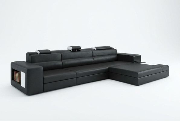 Designersofa Sofa Couch USB Podkładka Narożnikowa kanapa Ustawić Żywy krajobraz Skórzana sofa LED