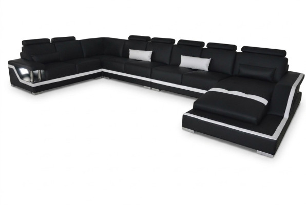 Skórzana sofa Żywy krajobraz Narożnik Ustawić Design Sofa Kształt U + Szezlong z USB L6002