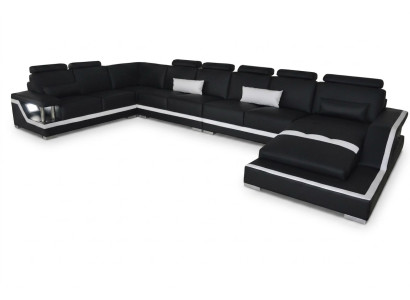 Skórzana sofa Żywy krajobraz Narożnik Ustawić Design Sofa Kształt U + Szezlong z USB L6002