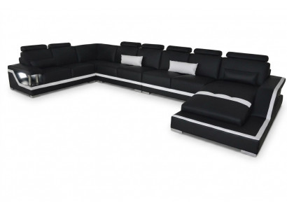 Skórzana sofa Żywy krajobraz Narożnik Ustawić Design Sofa Kształt U + Szezlong z USB L6002
