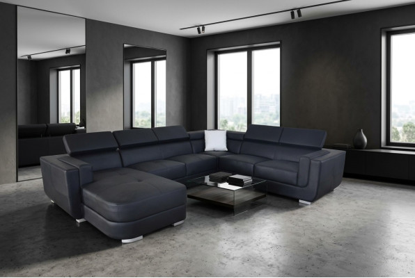 Projektant Żywy krajobraz narożnik + sofa USB Podkładka skórzana sofa sofy Nowy Czarny