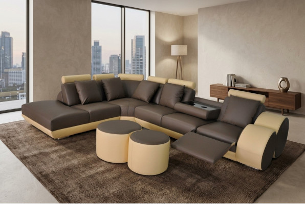 Sofa Narożnik Duża z USB Skóra Ustawić Narożnik Krajobraz Podkładka Living L Shape Stołek