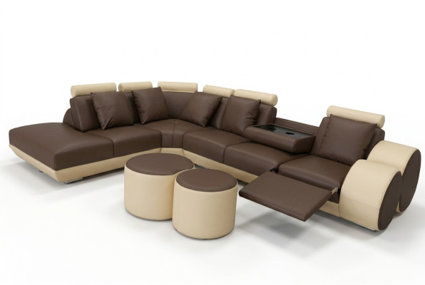 Sofa Narożnik Duża z USB Skóra Ustawić Narożnik Krajobraz Podkładka Living L Shape Stołek