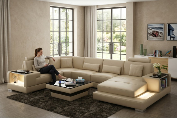 Żywy krajobraz Podkładka Narożnik Narożnik Sofa z USB Ustawić Landscape Skóra Wetzlar