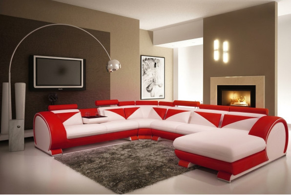 Skórzana sofa z USB Skórzana sofa Duża Sofa Narożnikowa kanapa Skóra XXL Żywy krajobraz U kształt