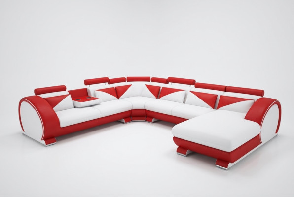 Skórzana sofa z USB Skórzana sofa Duża Sofa Narożnikowa kanapa Skóra XXL Żywy krajobraz U kształt