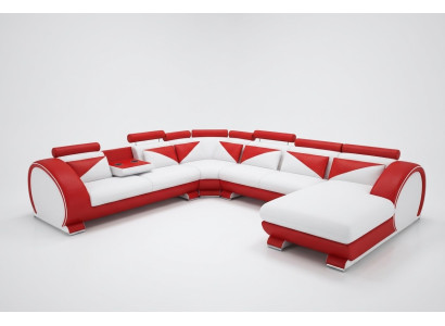 Skórzana sofa z USB Skórzana sofa Duża Sofa Narożnikowa kanapa Skóra XXL Żywy krajobraz U kształt