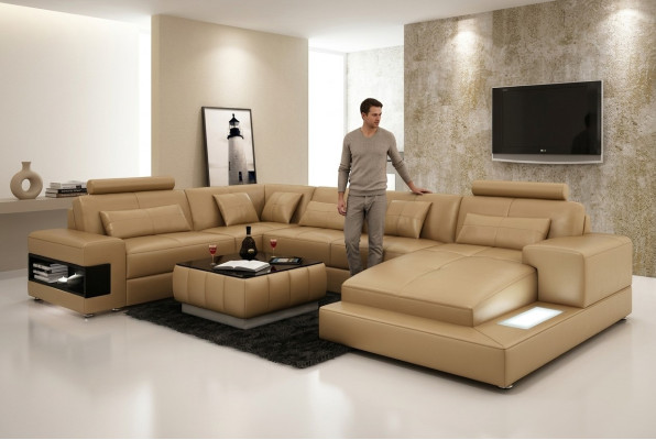 Sofa skórzana XXL na USB, Żywy krajobraz Narożnikowa kanapa Sofa Design Ustawić narożnik Nowość