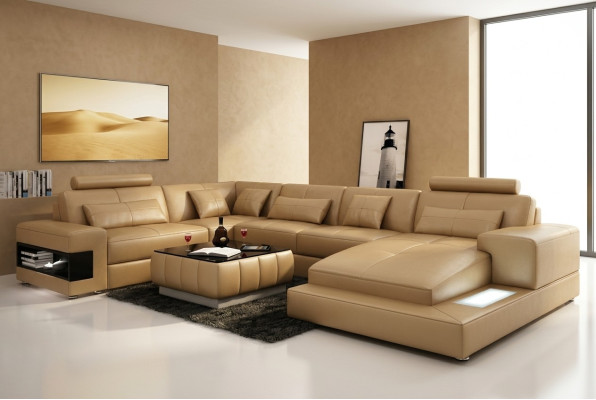 Sofa skórzana XXL na USB, Żywy krajobraz Narożnikowa kanapa Sofa Design Ustawić narożnik Nowość