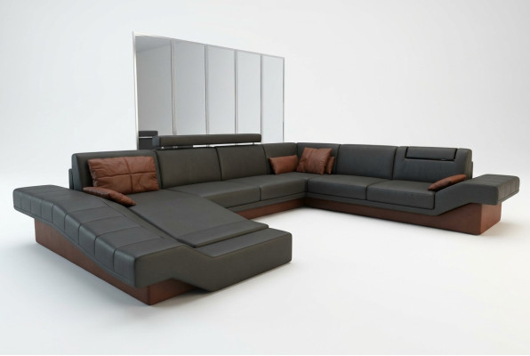 XXL Żywy krajobraz Design Podkładka Ustawić Narożnikowa kanapa z USB Big Sofa New Couch