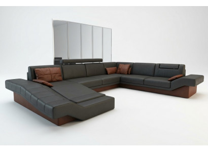 XXL Żywy krajobraz Design Podkładka Ustawić Narożnikowa kanapa z USB Big Sofa New Couch