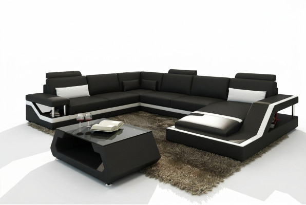 Designerska Sofa Narożnikowa kanapa Żywy krajobraz Duża Nowoczesna Sofa Skórzana +USB Opatentowana NOWOŚĆ
