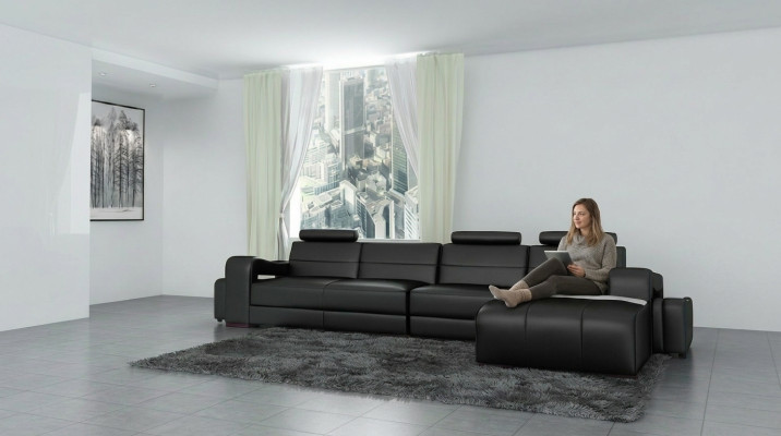 Skórzana sofa Narożnikowa kanapa + USB Couch Design Żywy krajobraz Podkładka Ustawić Sofę w kształcie litery L