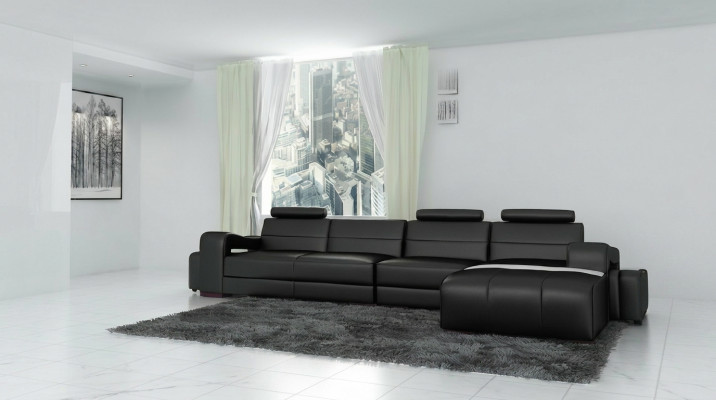 Skórzana sofa Narożnikowa kanapa + USB Couch Design Żywy krajobraz Podkładka Ustawić Sofę w kształcie litery L
