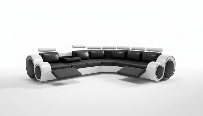 Sofa skórzana Narożnik Skóra Sofa USB Żywy krajobraz Podkładka Ustawić Czarny Biały Nowość