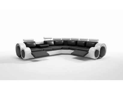 Sofa skórzana Narożnik Skóra Sofa USB Żywy krajobraz Podkładka Ustawić Czarny Biały Nowość