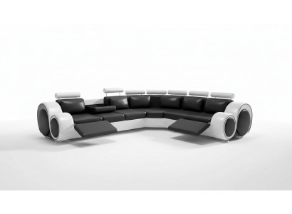 Sofa skórzana Narożnik Skóra Sofa USB Żywy krajobraz Podkładka Ustawić Czarny Biały Nowość