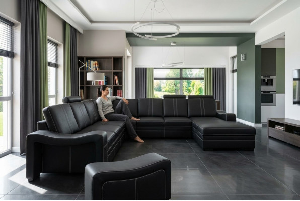 Sofa skórzana XXL z kanapą skórzaną USB Żywy krajobraz Narożnikowa kanapa Nowa Ustawić Sofę Skóra