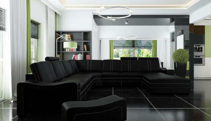Sofa skórzana XXL z kanapą skórzaną USB Żywy krajobraz Narożnikowa kanapa Nowa Ustawić Sofę Skóra