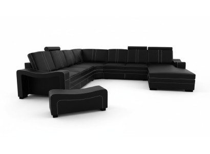 Sofa skórzana XXL z kanapą skórzaną USB Żywy krajobraz Narożnikowa kanapa Nowa Ustawić Sofę Skóra