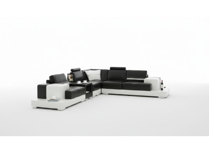 Skórzana sofa Narożnikowa kanapa Sofa z USB Design Siedziba Podkładka Ustawić Żywy krajobraz 2725C