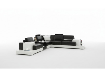 Skórzana sofa Narożnikowa kanapa Sofa z USB Design Siedziba Podkładka Ustawić Żywy krajobraz 2725C