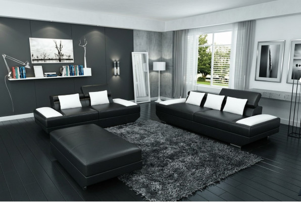 Zestaw sofowy skórzana sofa 3+2 z USB Podkładka Sofa Zestaw Ustawić Stołek Sofy -2719A