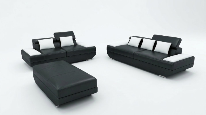 Zestaw sofowy skórzana sofa 3+2 z USB Podkładka Sofa Zestaw Ustawić Stołek Sofy -2719A