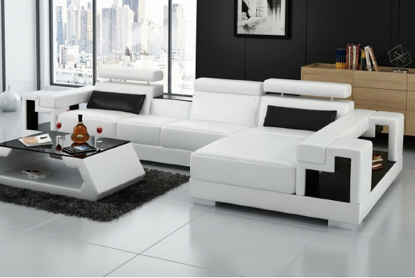 Żywy krajobraz Narożnikowa kanapa Sofa skórzana Sofa + Podkładka USB Siedziba Narożnik Ustawić Nowy 2710B