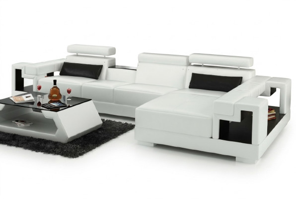 Żywy krajobraz Narożnikowa kanapa Sofa skórzana Sofa + Podkładka USB Siedziba Narożnik Ustawić Nowy 2710B