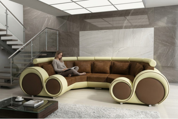 Narożnikowa kanapa + USB Żywy krajobraz U Forma Włókienniczy Big XXL Narożnikowa kanapa Materiał Włókienniczy Sofa Nowość