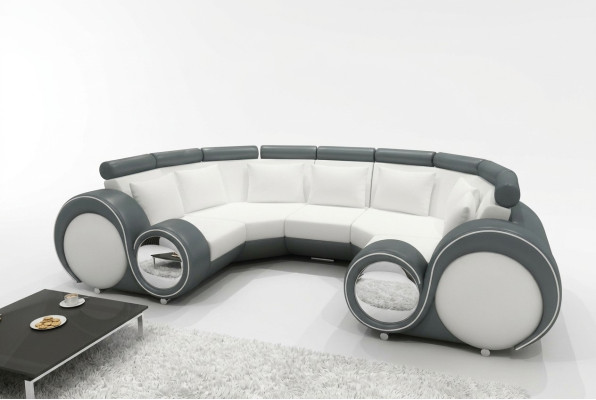 XXL Żywy krajobrazowa skórzana sofa z USB Design Podkładka Ustaw Couch Narożnikowa kanapa Big