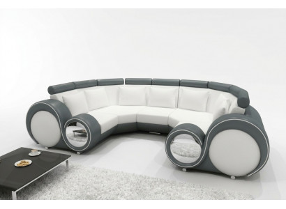 XXL Żywy krajobrazowa skórzana sofa z USB Design Podkładka Ustaw Couch Narożnikowa kanapa Big