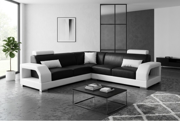 XXL Narożnikowa kanapa + USB,Skóra Żywy krajobraz Ustawić Design Nowoczesna Sofa w kształcie litery L G8001B