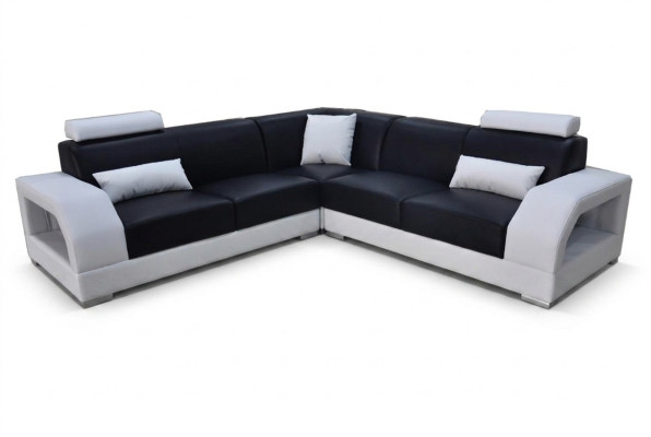 XXL Narożnikowa kanapa + USB,Skóra Żywy krajobraz Ustawić Design Nowoczesna Sofa w kształcie litery L G8001B