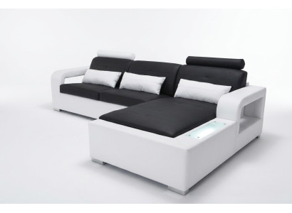 Skórzana sofa z USB Żywy krajobraz Narożnik Ustawić Design Nowoczesna Sofa L-Shape L6008