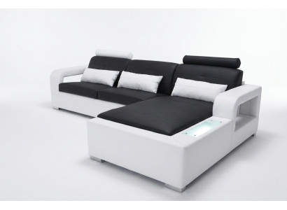 Skórzana sofa z USB Żywy krajobraz Narożnik Ustawić Design Nowoczesna Sofa L-Shape L6008