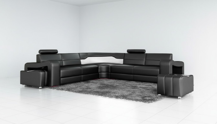 Skórzana sofa z USB Narożnikowa kanapa narożnik designerska Żywy krajobraz Sofa w kształcie litery L PISA
