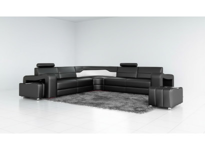 Skórzana sofa z USB Narożnikowa kanapa narożnik designerska Żywy krajobraz Sofa w kształcie litery L PISA