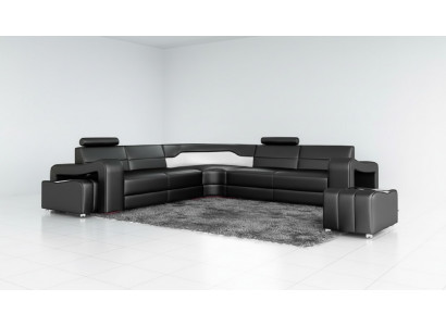 Skórzana sofa z USB Narożnikowa kanapa narożnik designerska Żywy krajobraz Sofa w kształcie litery L PISA
