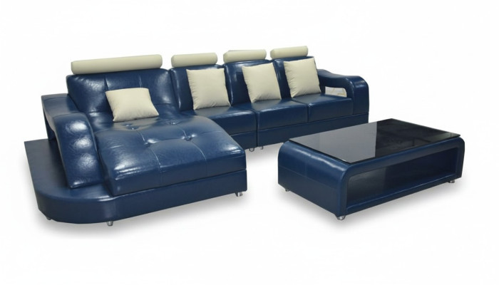 Skórzana sofa z USB Żywy krajobraz Narożnik Ustawić Design Nowoczesna Sofa L-Shape L6015