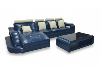 Skórzana sofa z USB Żywy krajobraz Narożnik Ustawić Design Nowoczesna Sofa L-Shape L6015