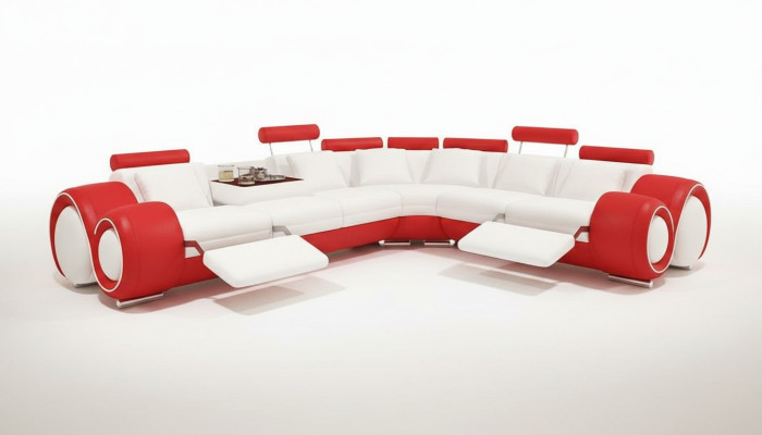Skórzana sofa na USB, Żywy krajobraz Narożnikowa kanapa Narożnik Ustaw Design Modern Sofa A1163