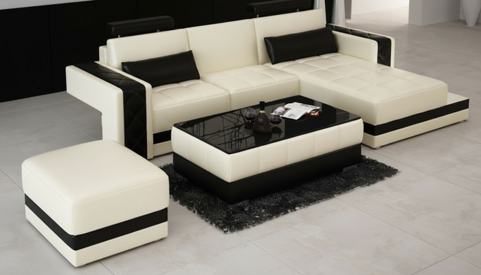 Skórzana sofa z USB Żywy krajobraz Narożnikowa kanapa Narożnik Ustaw Design Modern Sofa L6010D